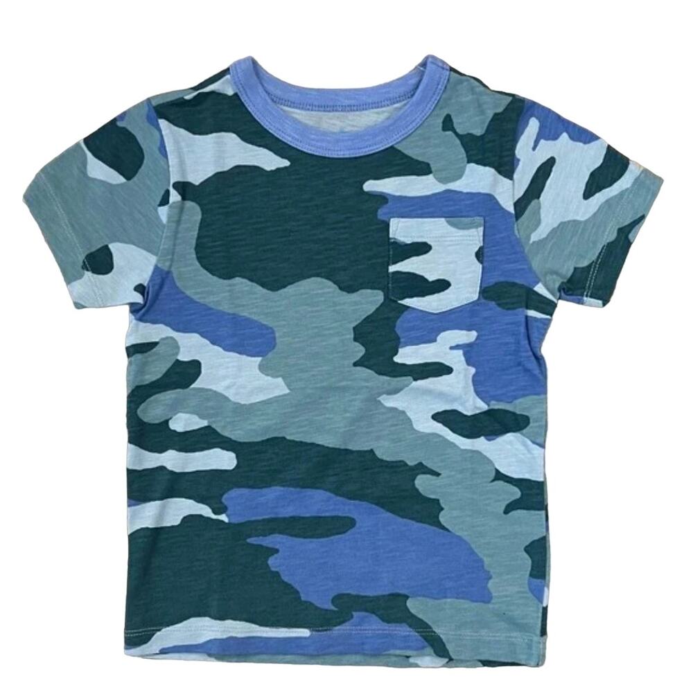 NWT J. Crew Boys' Blue Camo Pocket Crewneck T-Shirt